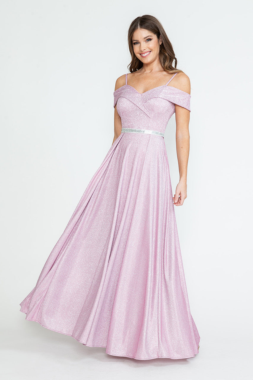 Prom Dresses Long Pleated Formal Metallic Prom Dress Lenovia 5236 Hot Pink