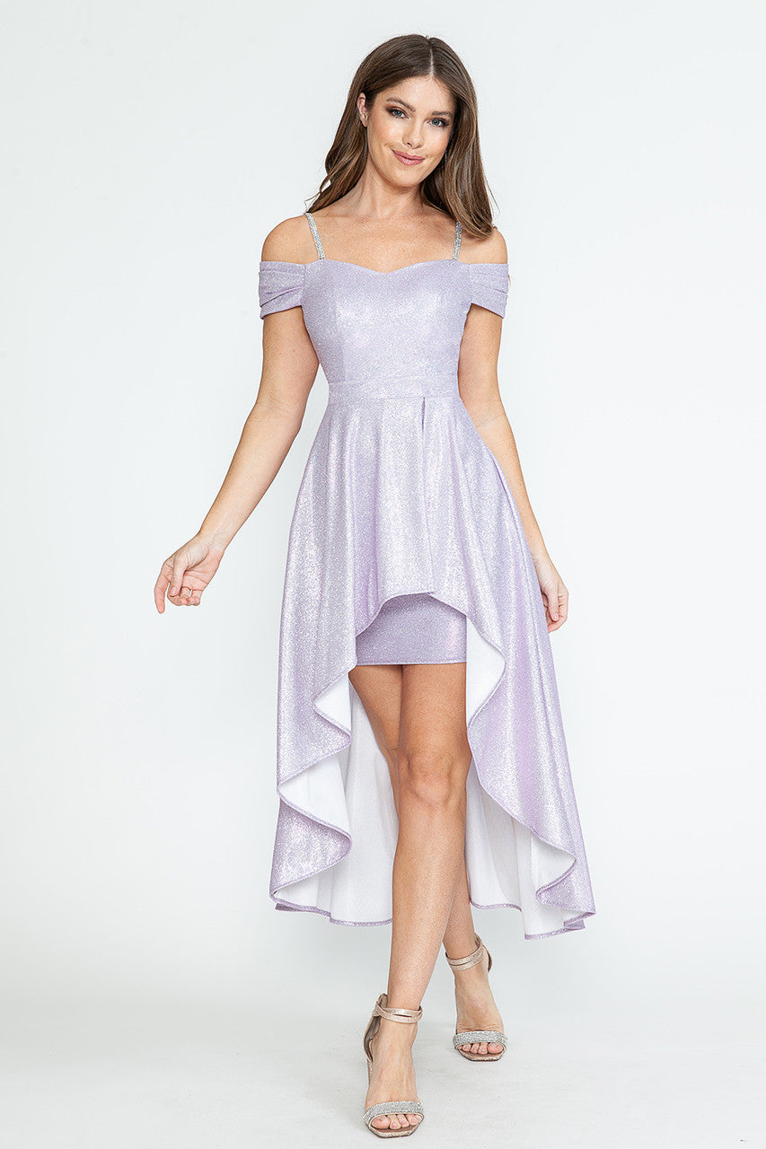 Cocktail Dresses High Low Metallic Cocktail Dress Lenovia 5290 Lilac