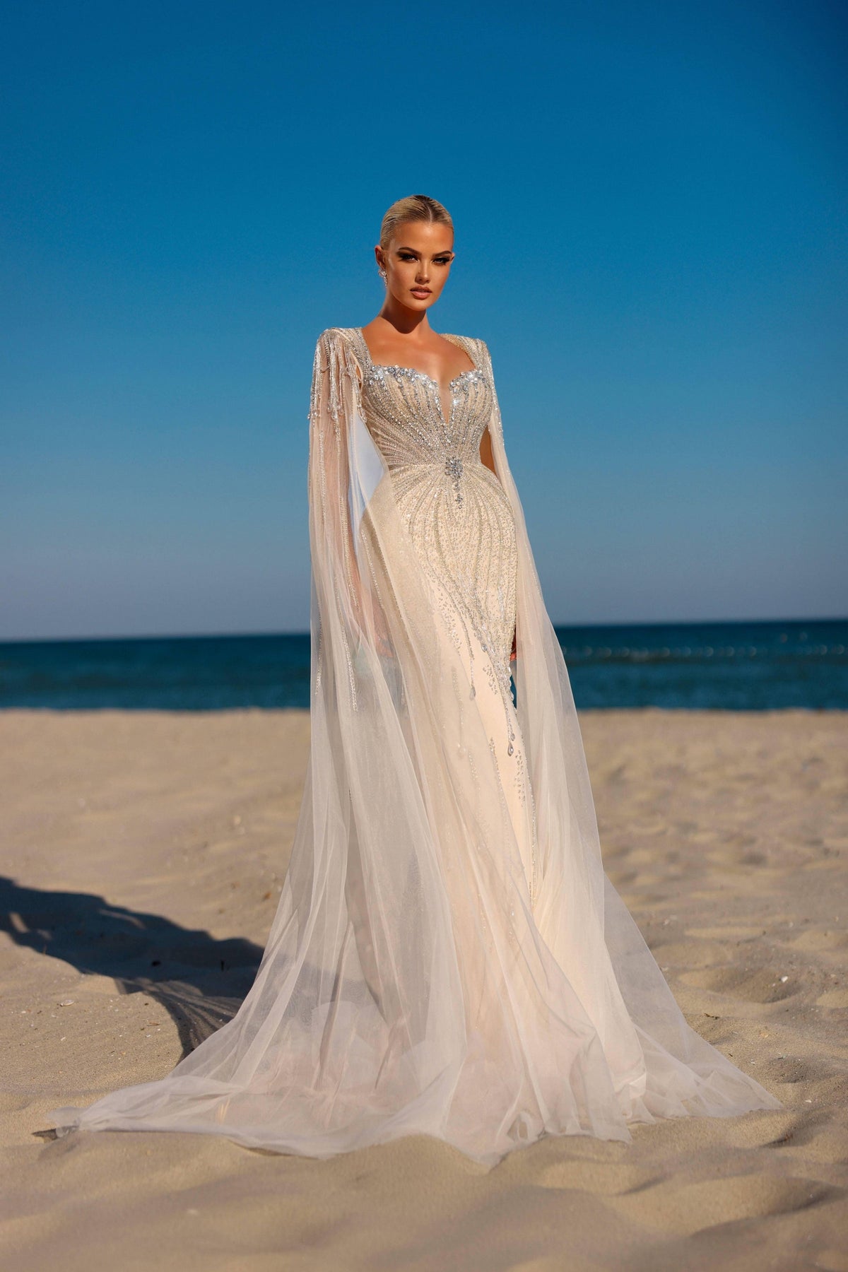 V-Neck Floor-Length Tulle Evening Mermaid Pre Order