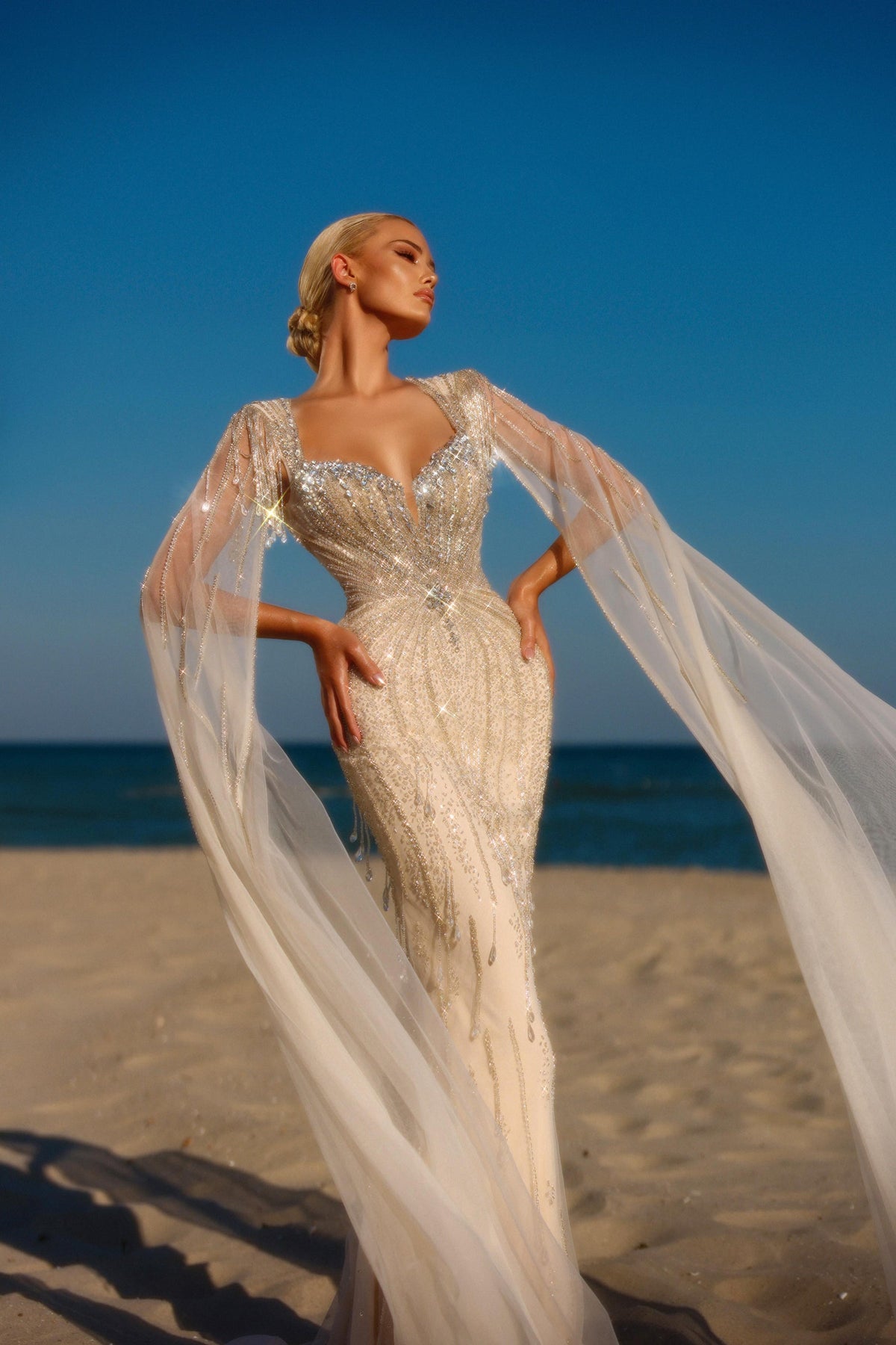 V-Neck Floor-Length Tulle Evening Mermaid Pre Order