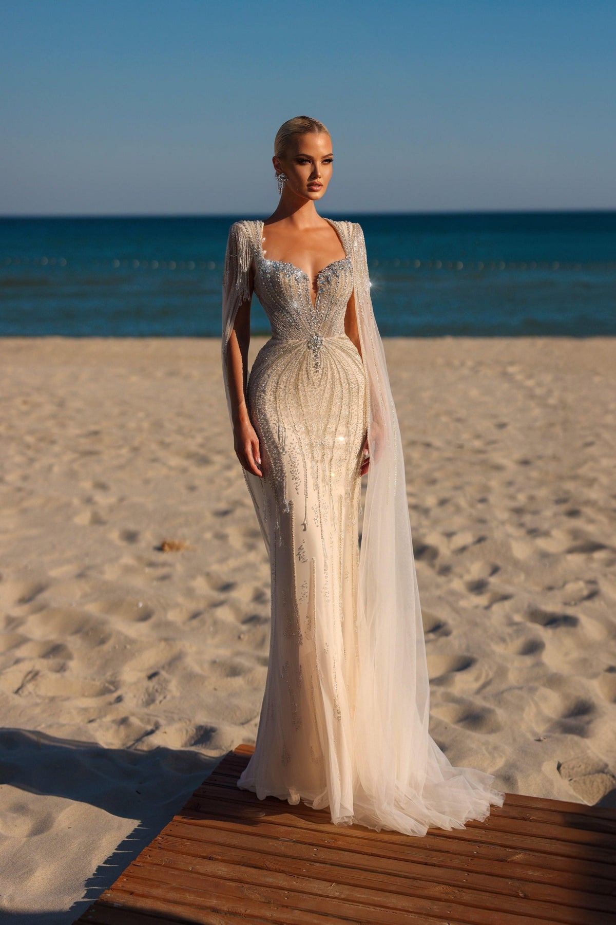 V-Neck Floor-Length Tulle Evening Mermaid Pre Order
