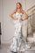 Prom Dresses Long Mermaid Formal Floral Print Prom Dress Blue