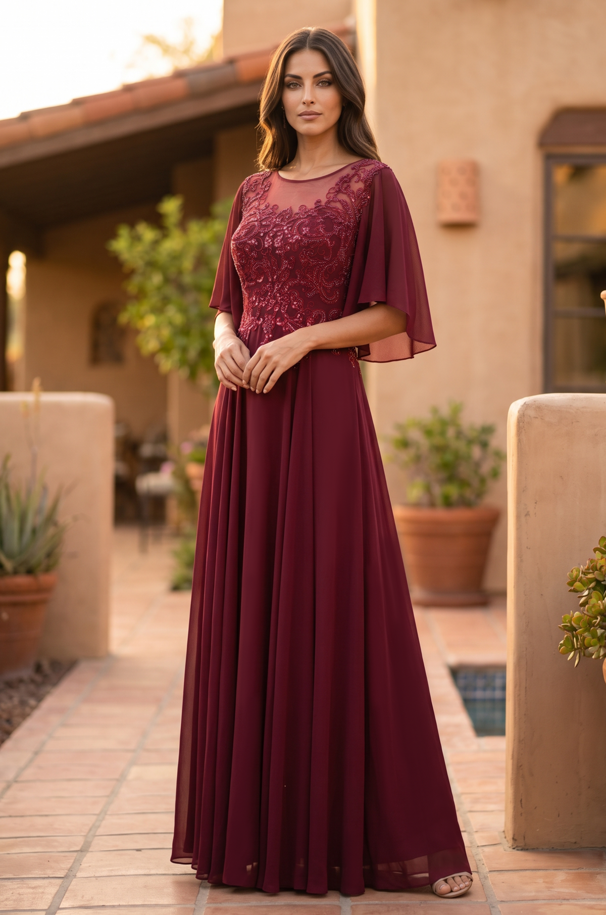 Short Sleeve Mother of the Bride Dress