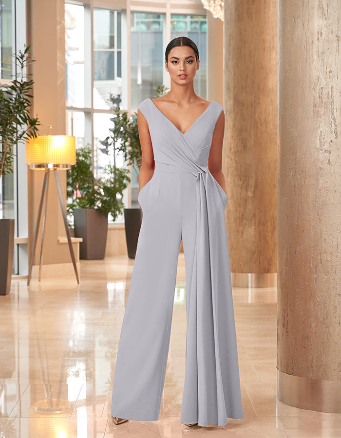 Alexander by Daymor 1063 Long Ruched Formal Jumpsuit - Fuchsia / 6 Alexander by Daymor 1063 Long Ruched Formal Jumpsuit - Fuchsia / 6