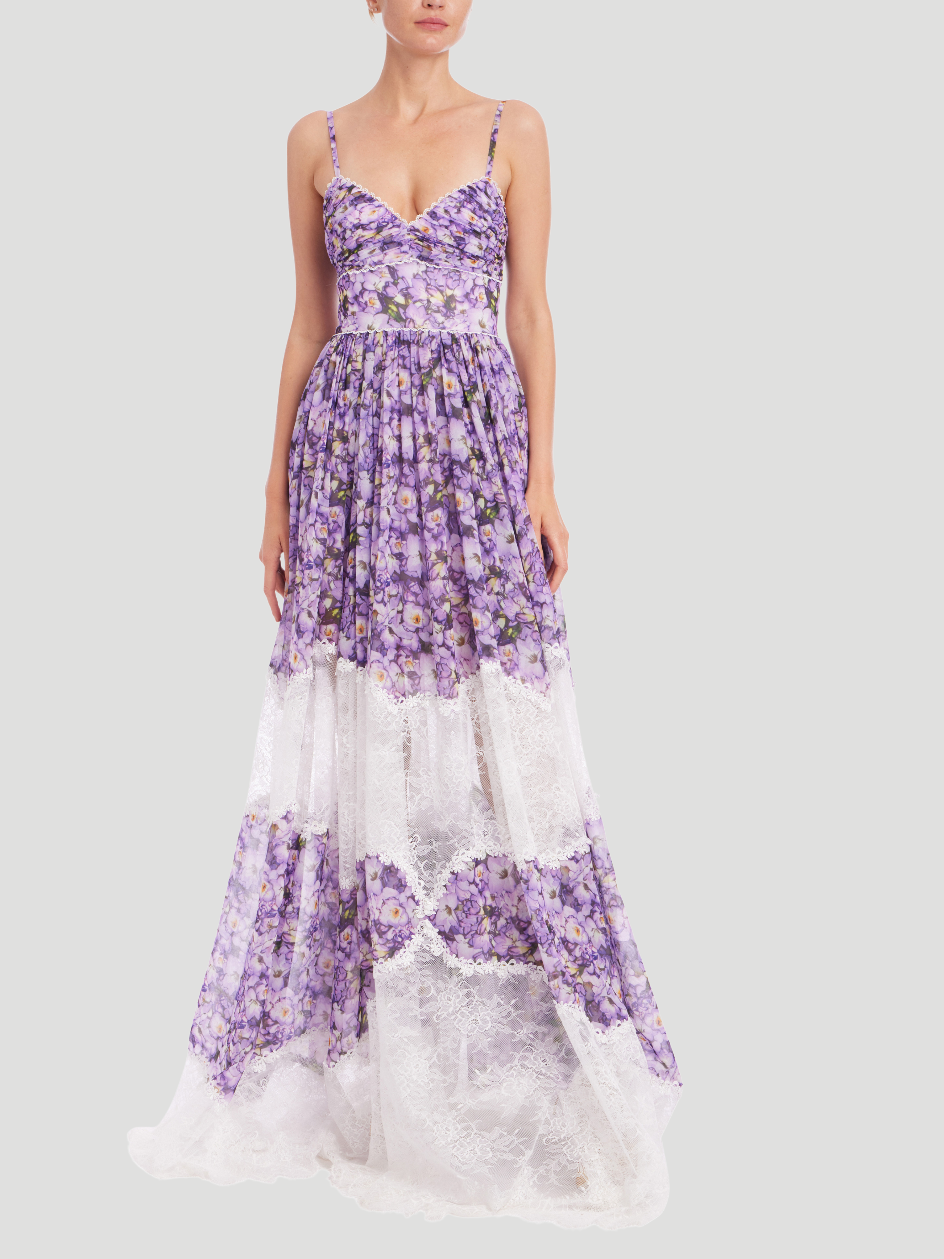 V-Neck Floor-Length Chiffon Formal A-Line Gown Badgley Mischka EG4516
