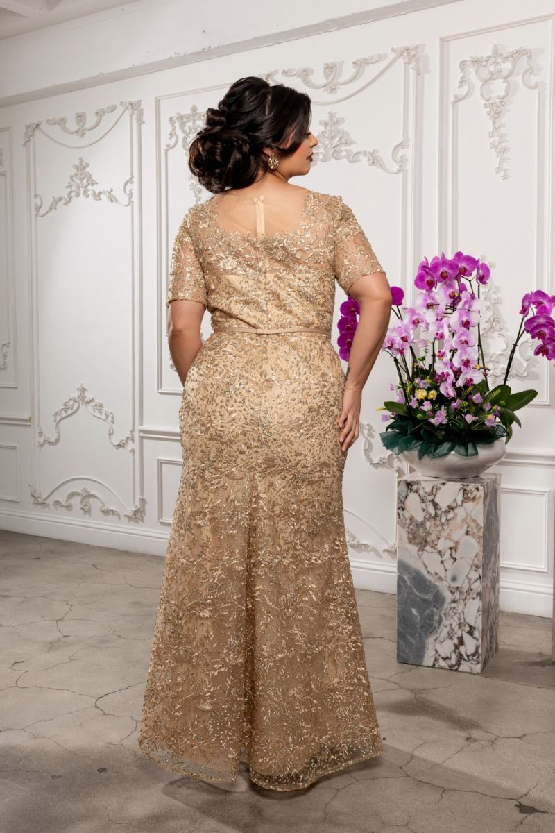 V-Neck Floor-Length Lace Mother of the Bride A-Line May Queen RQ8246