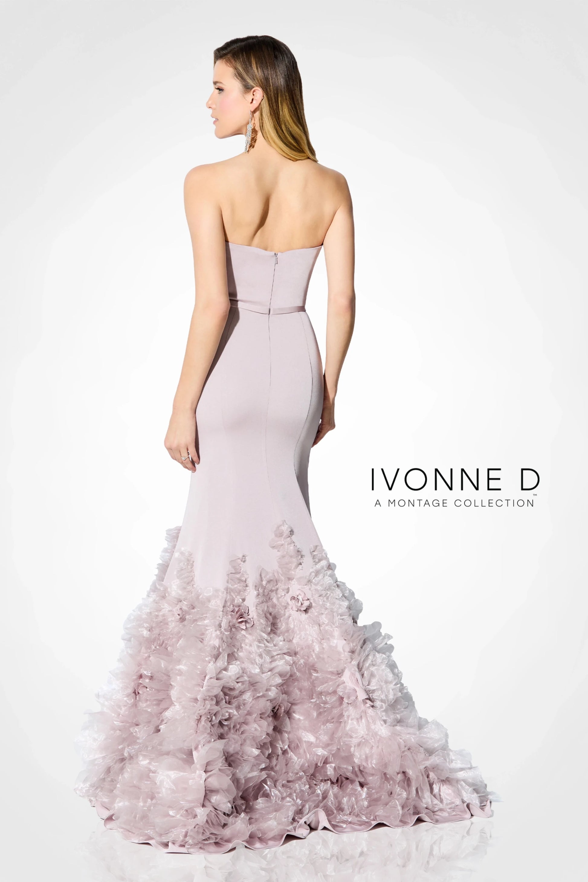 Ivonne D ID909 Long Mermaid Formal Beaded Evening Gown
