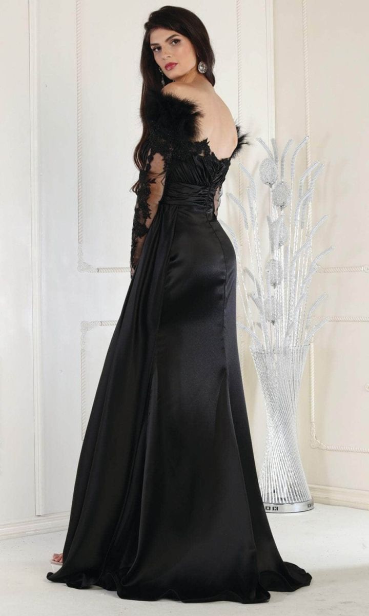 Off-the-Shoulder Floor-Length Satin Formal Mermaid May Queen RQ8002