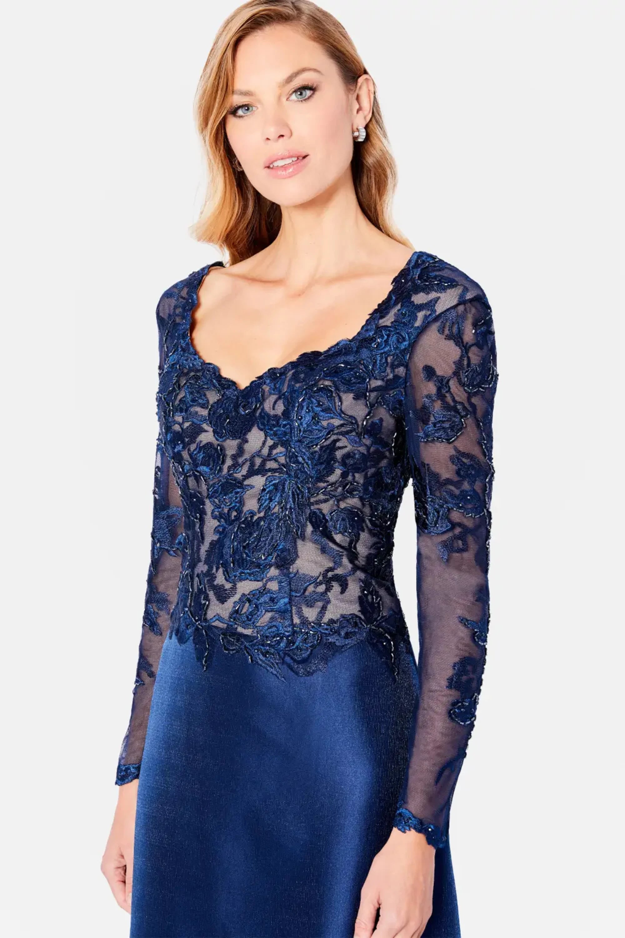 Formal Dresses Long Sleeve Mother of the Bride Evening Dress Navy Blue