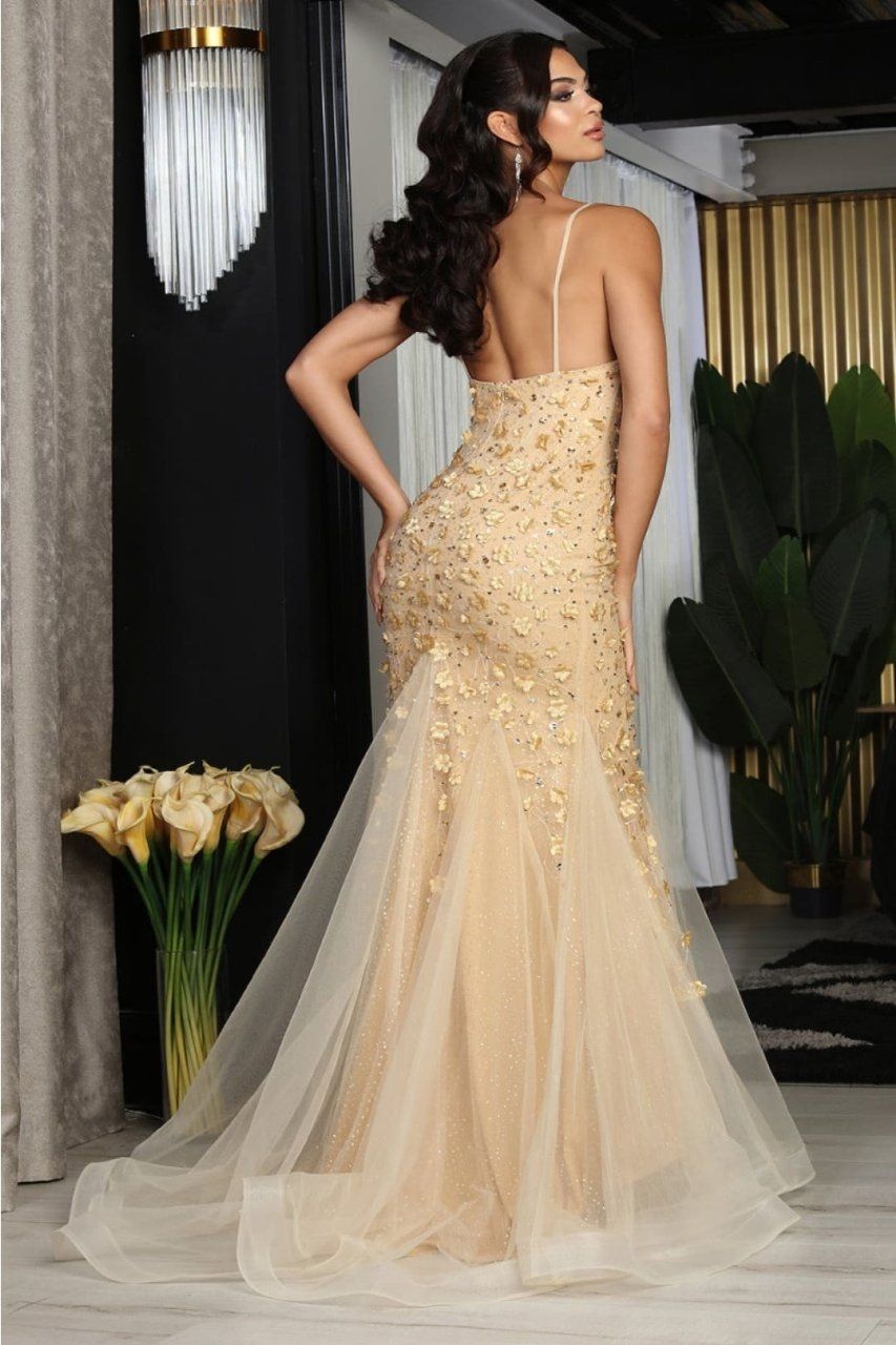 V-Neck Floor-Length Tulle Prom Mermaid/Trumpet May Queen RQ8089