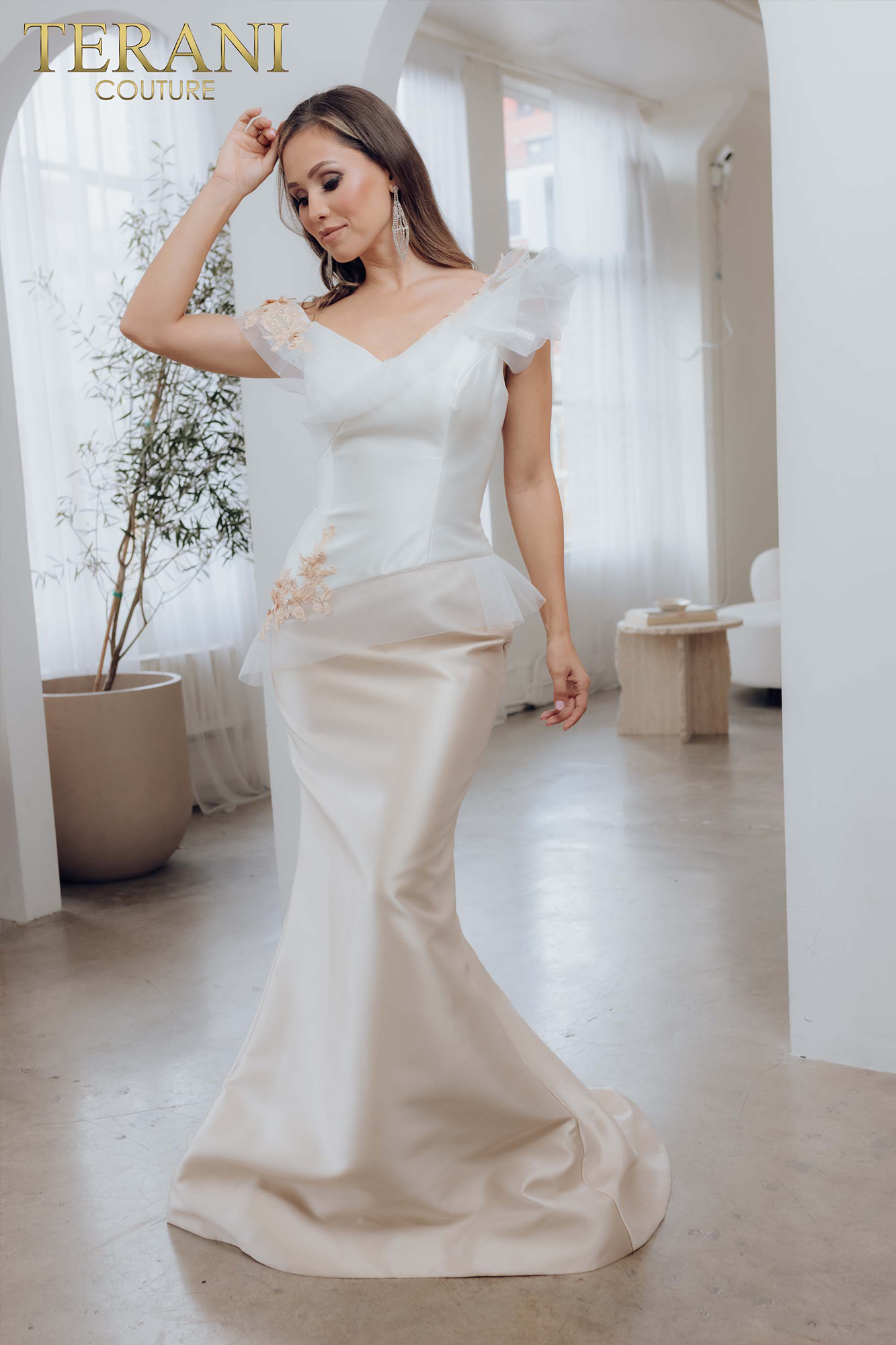 Formal Dresses Long Trumpet Evening Formal Dress Ivory Champagne