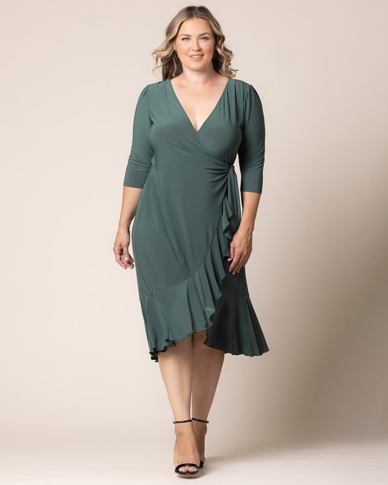 Plus Size Dresses Short Ruffle Cocktail Plus Size Dress Kiyona 11122201 Fern Green