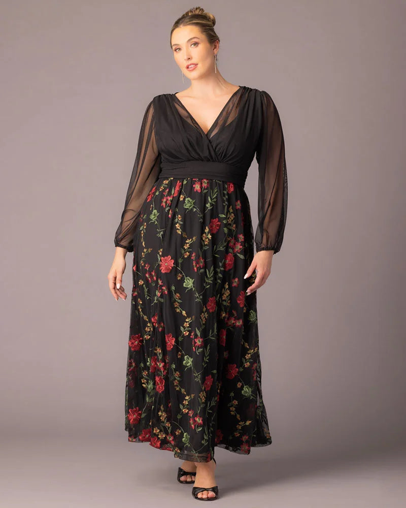 Plus Size Dresses Long Sleeves Floral Long Formal Plus Size Dress  Briar Rose