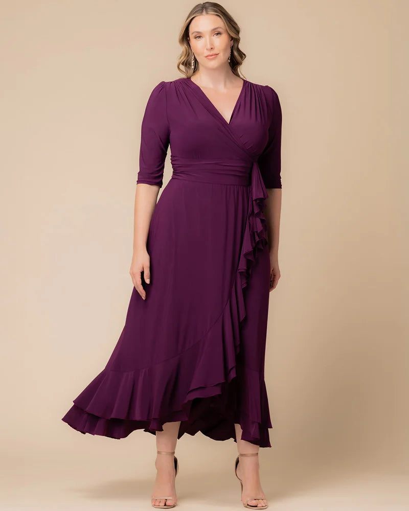 Plus Size Dresses Short Ruffle Cocktail Evening Plus Size Dress Plum Passion