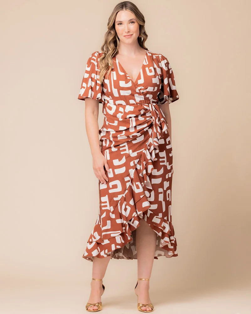 Plus Size Dresses Ruffle High Low Cocktail Plus Size Dress Kiyonna 11242904 Chocolate Abstraction