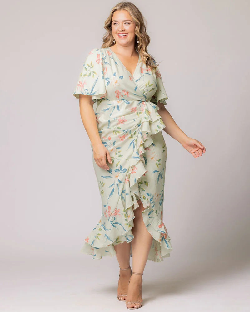 Plus Size Dresses Ruffle High Low Cocktail Plus Size Dress Kiyonna 11242904 Lush Lily Print