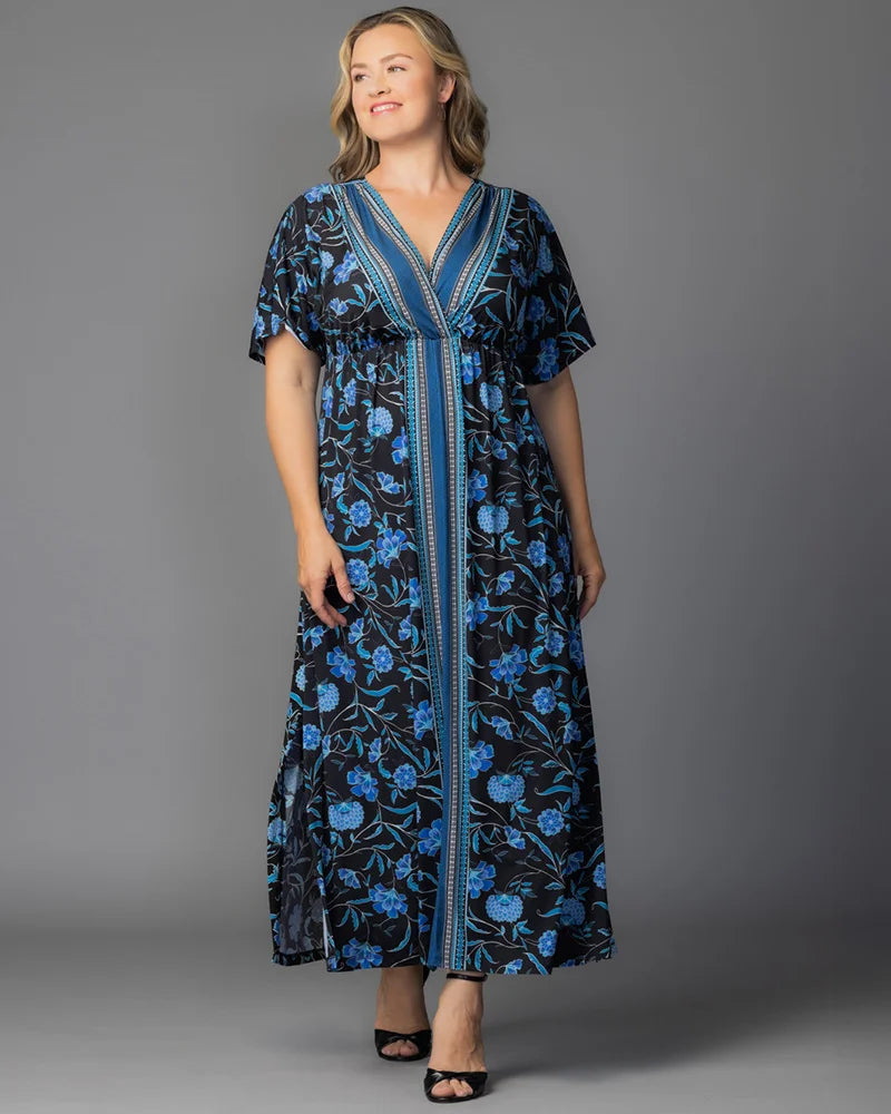 V-Neck Floor-Length Jersey Evening A-Line Kiyonna 11262505
