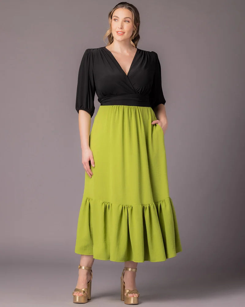 V-Neck Midi Chiffon Evening A-Line Kiyonna 11262604