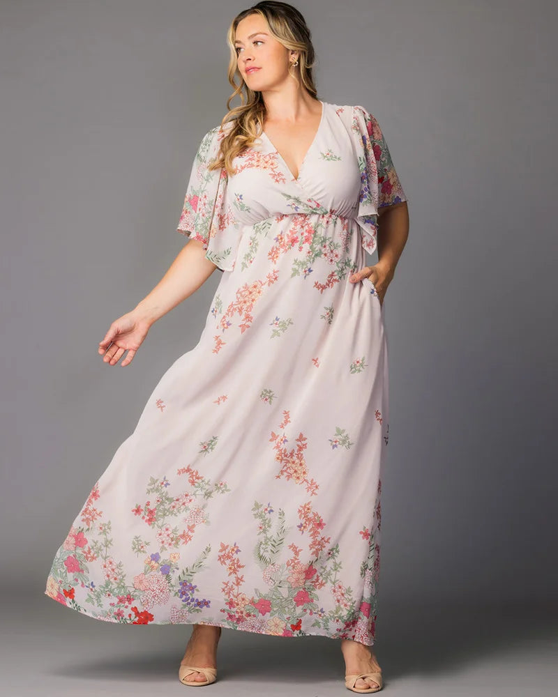 V-Neck Floor-Length Chiffon Formal A-Line Kiyonna 11262808