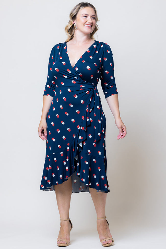Plus Size Dresses Plus Size Print Short Cocktail Dress Navy Dot Duo