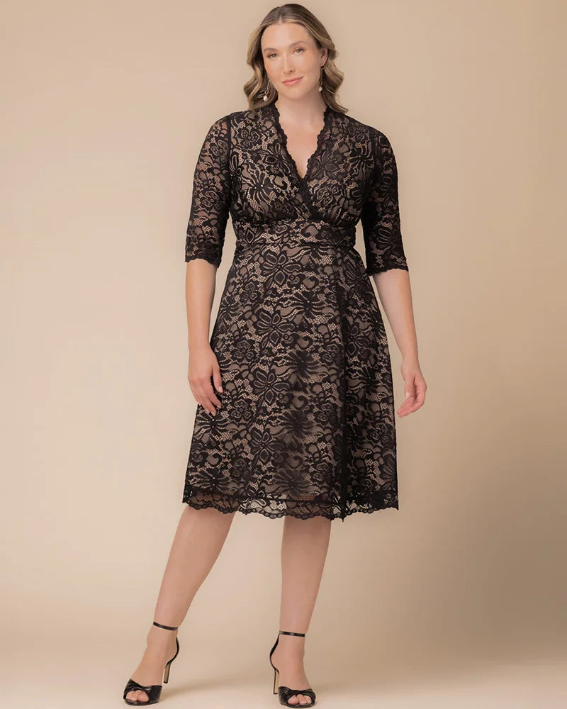 Plus Size Dresses A Line Short Lace Midi Cocktail Plus Size Dress Kiyona 12150901 Black And Nude