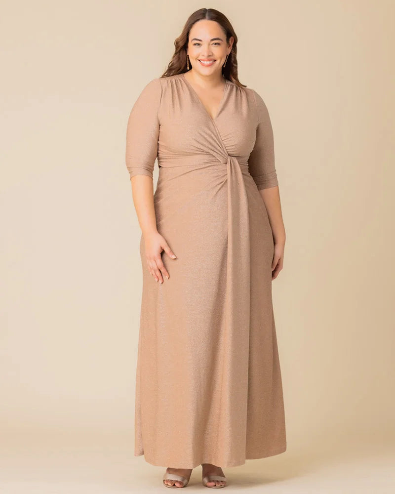 Plus Size Dresses Long Formal Plus Size Glitter Evening Mother of the Bride Dress Kiyona 12182203 Champagne