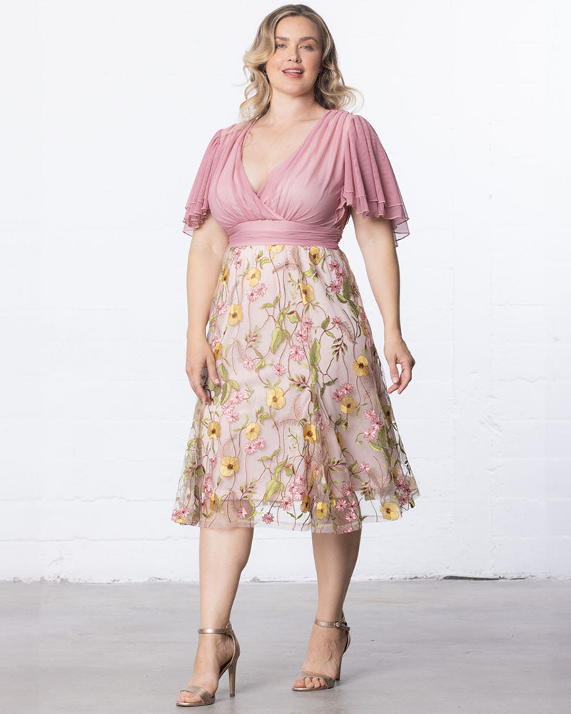 Plus Size Dresses Short Floral Midi Evening Cocktail Plus Size Dress Kiyona 12232102 Dawn Garden