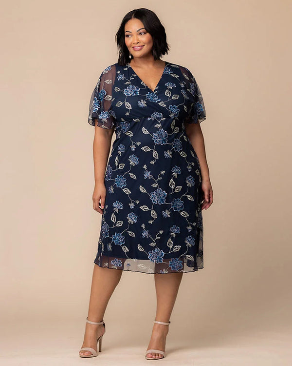 Short Floral Midi Cocktail Plus Size Dress Kiyonna 12252103