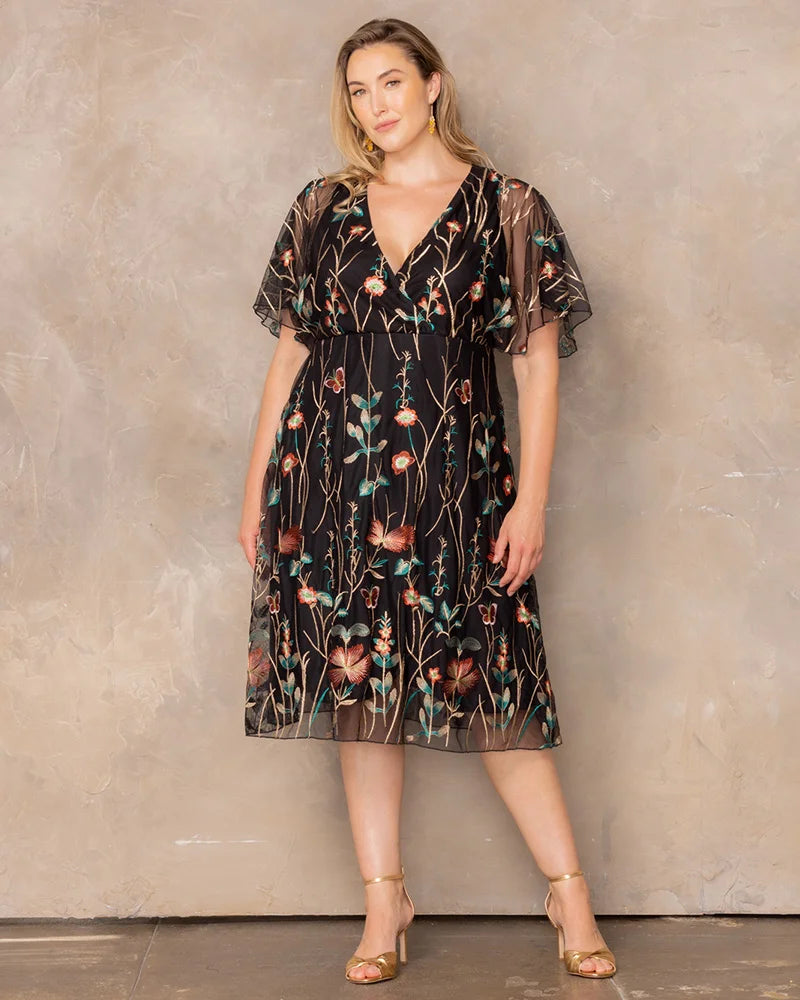 Plus Size Dresses Short Floral Midi Cocktail Plus Size Dress Kiyonna 12252103 Meadow Print