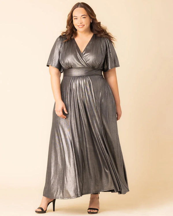 Metallic Long Formal Mother of the Bride Evening Plus Size Dress Kiyonna 12252507