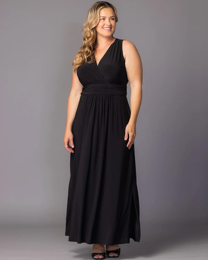 V-Neck Floor-Length Jersey Formal A-Line Kiyonna 12262203