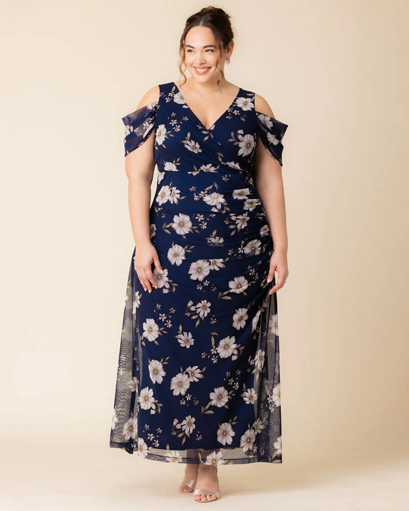 Plus Size Dresses Long A Line Formal Mother of the Bride Plus Size Dress Kiyonna 13212703 Navy Blue Blooms