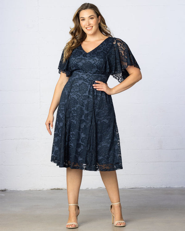 Kiyonna 13220908 Plus Size Lace Midi Cocktail Dress