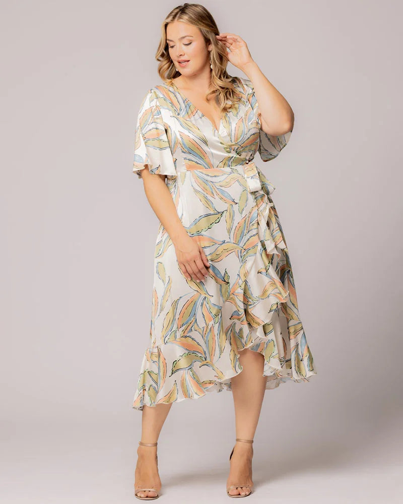 Plus Size Dresses Ruffle Formal Cocktail Prom Plus Size Midi Dress Kiyonna 13222905 Artful Leaves