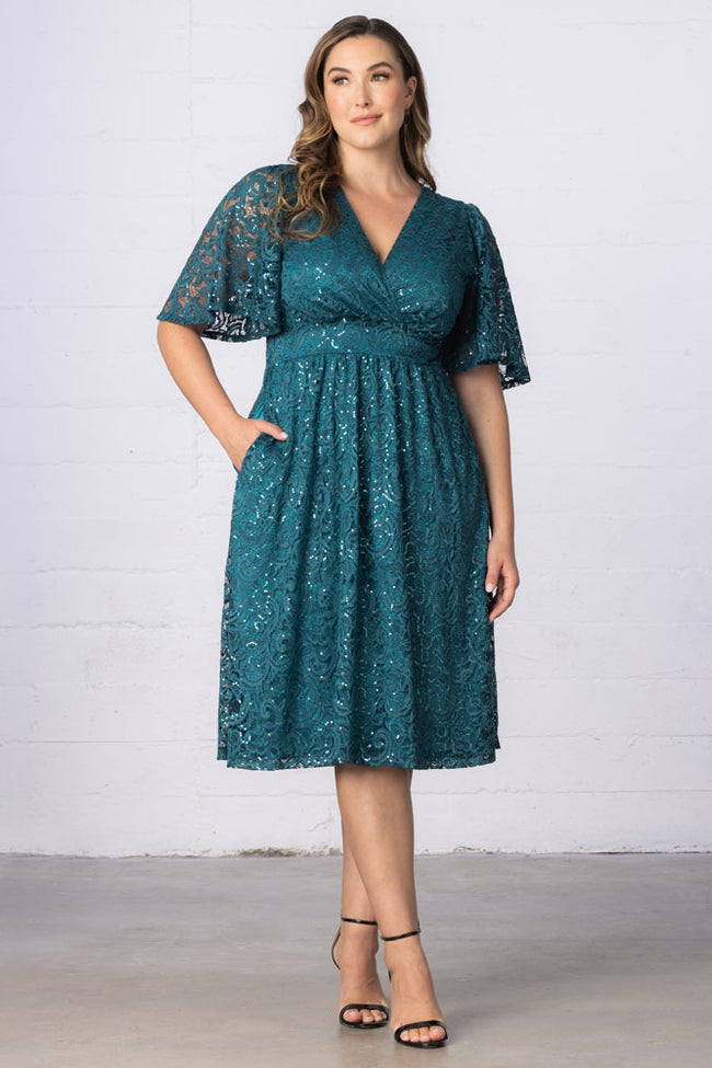 Kiyonna 13230905 A Line Plus Size Lace Short Cocktail Dress