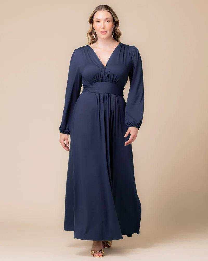 Plus Size Dresses Long Sleeve Tea Length Short Cocktail Dress Nouveau Navy