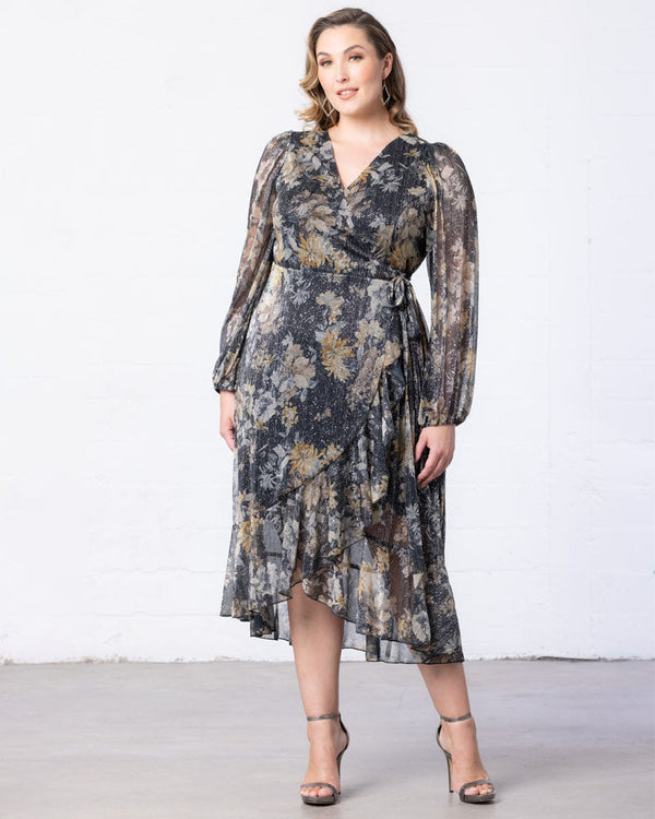 Metallic Short High Low Glitter Plus Size Cocktail Dress Kiyonna 13232811