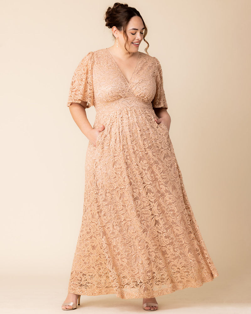 Plus Size Dresses Sequin Lace Long Formal Plus Size Dress Kiyona 13242507 Champagne