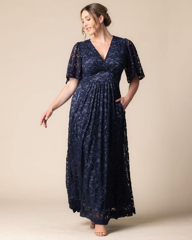 Plus Size Dresses Sequin Lace Long Formal Plus Size Dress Kiyona 13242507 Nocturnal Navy
