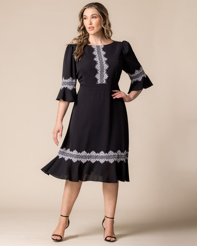 Plus Size Dresses Formal Ruffle Cocktail Plus Size Midi Dress Kiyonna 13242901 Black Noir