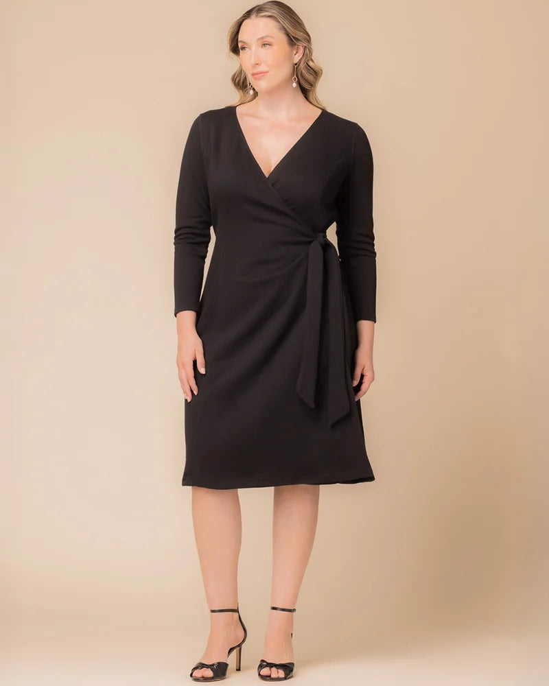 Plus Size Dresses Long Sleeve Short Midi Plus Size Dress Black Noir