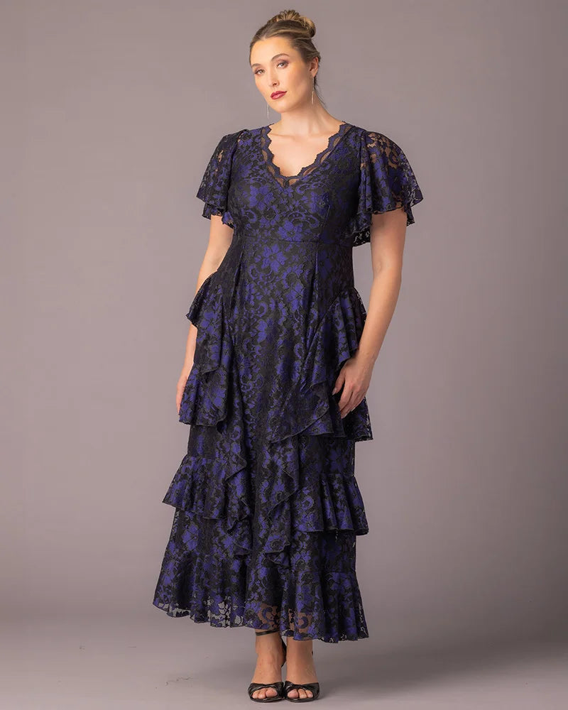 Plus Size Dresses Short Lace Tea Length Cocktail Dress Violet Noir Lace