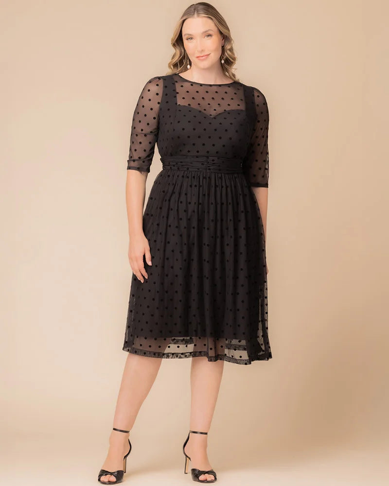 Plus Size Dresses Midi Cocktail Short Evening Dress Noir Dot