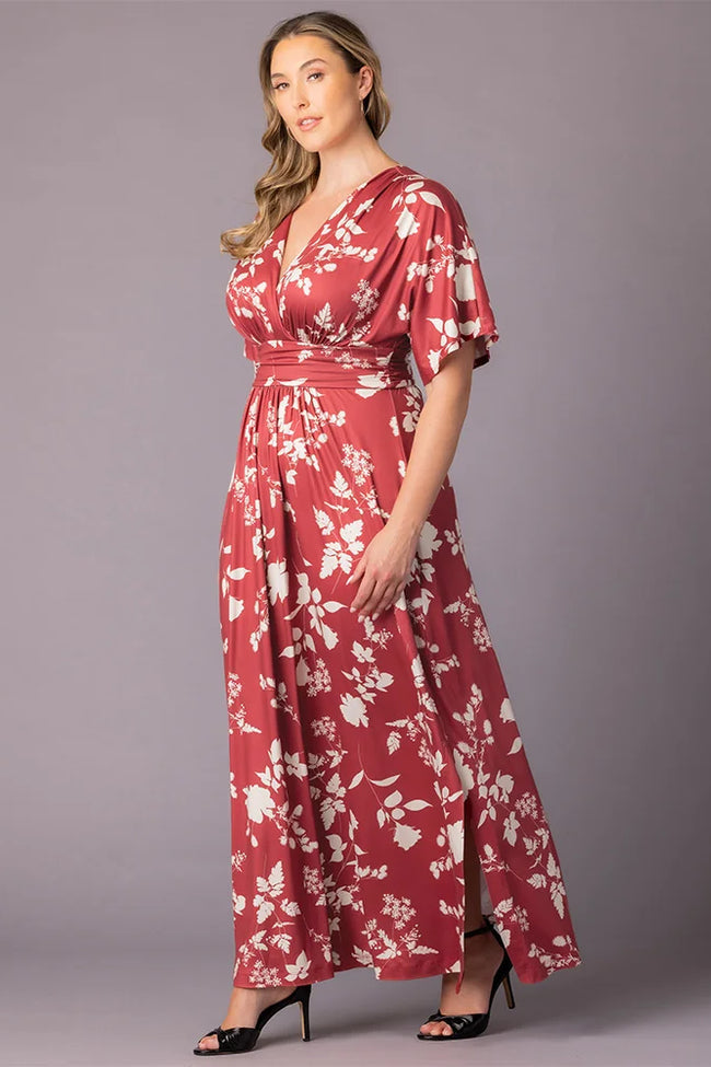 Plus Size Dresses Mother of the Bride Long Formal Plus Size Dress Red Blooms