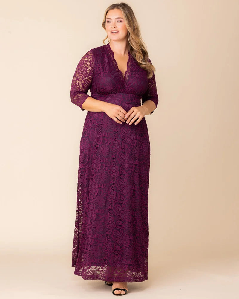 Plus Size Dresses Long Formal Lace Plus Size Dress Berry Bliss