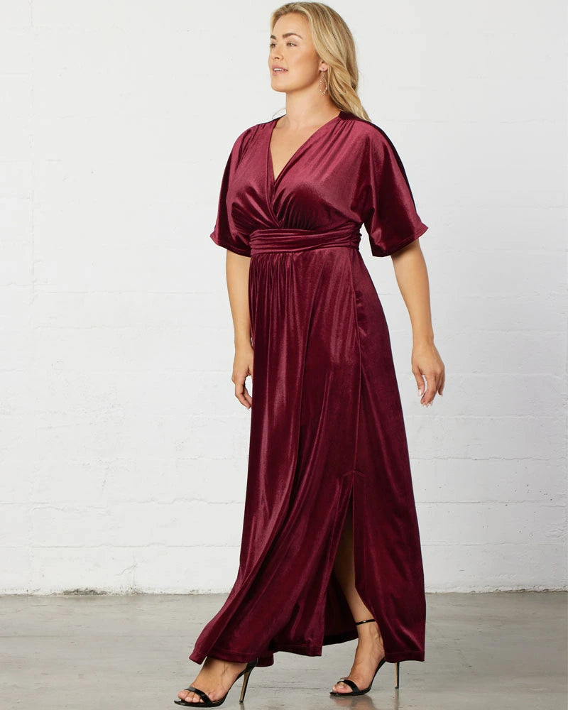 Plus Size Dresses Long Formal Velvet Evening Plus Size Dress Pinot Noir