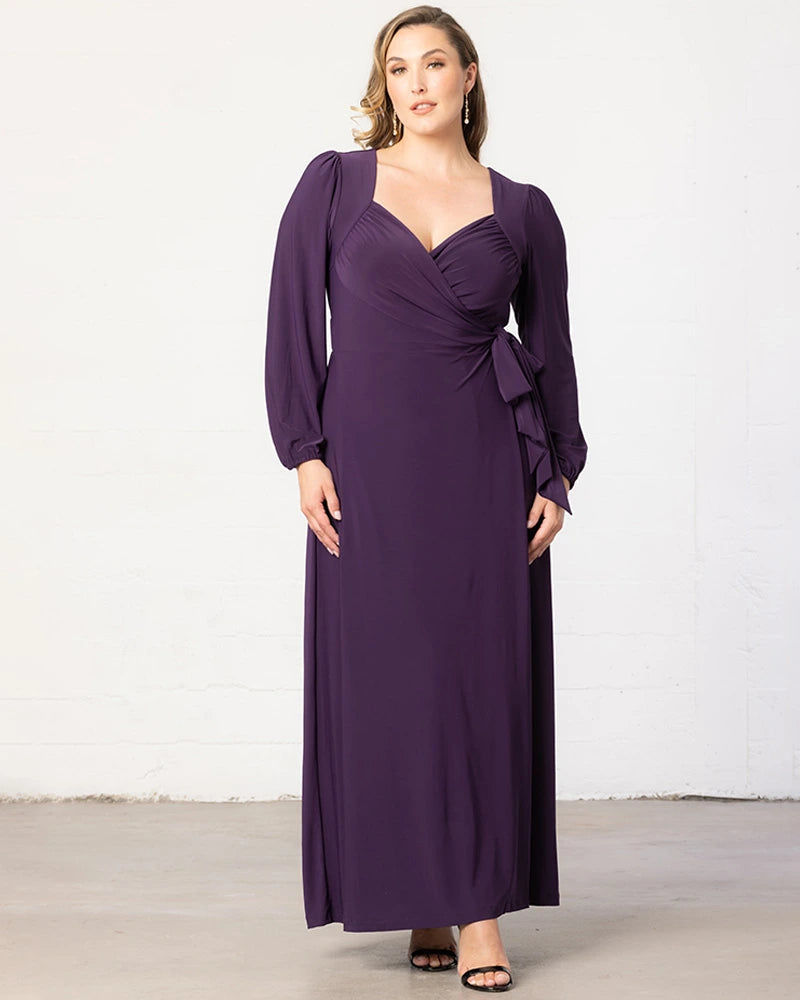 Plus Size Dresses Plus Size Mother of the Bride Long Sleeve Formal Dress Kiyona 18222201 Imperial Plum