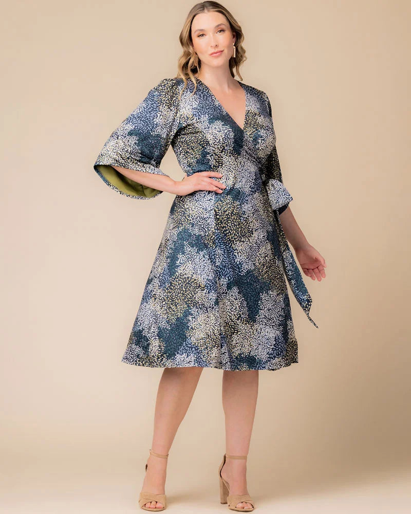 Plus Size Dresses Print Short Cocktail Plus Size Dress Blue Impressionist Print