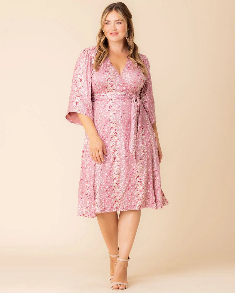 Plus Size Dresses Print Short Cocktail Plus Size Dress Pink Floral Falls
