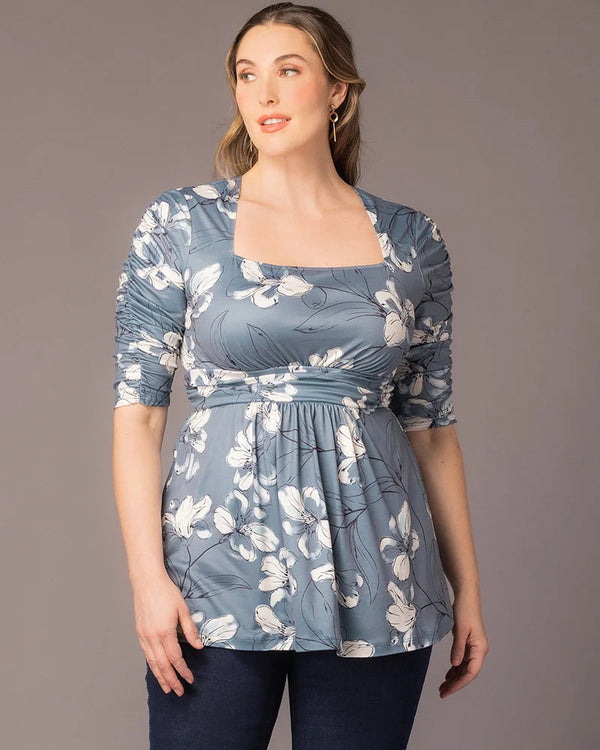Square Neck Midi Jersey Empire Waist Plus Size Floral Top Kiyonna 22232601